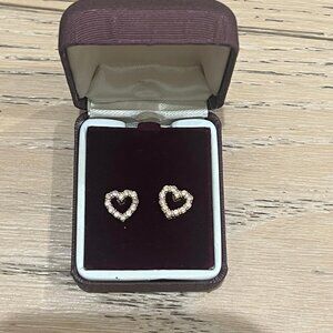 Pink heart outline stud earrings